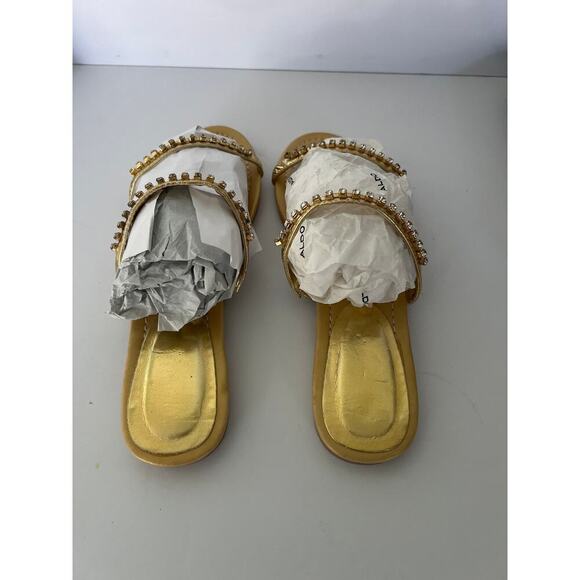 Women’s Gold double straps rhinestone slipper size 9 - Picture 2 of 7
